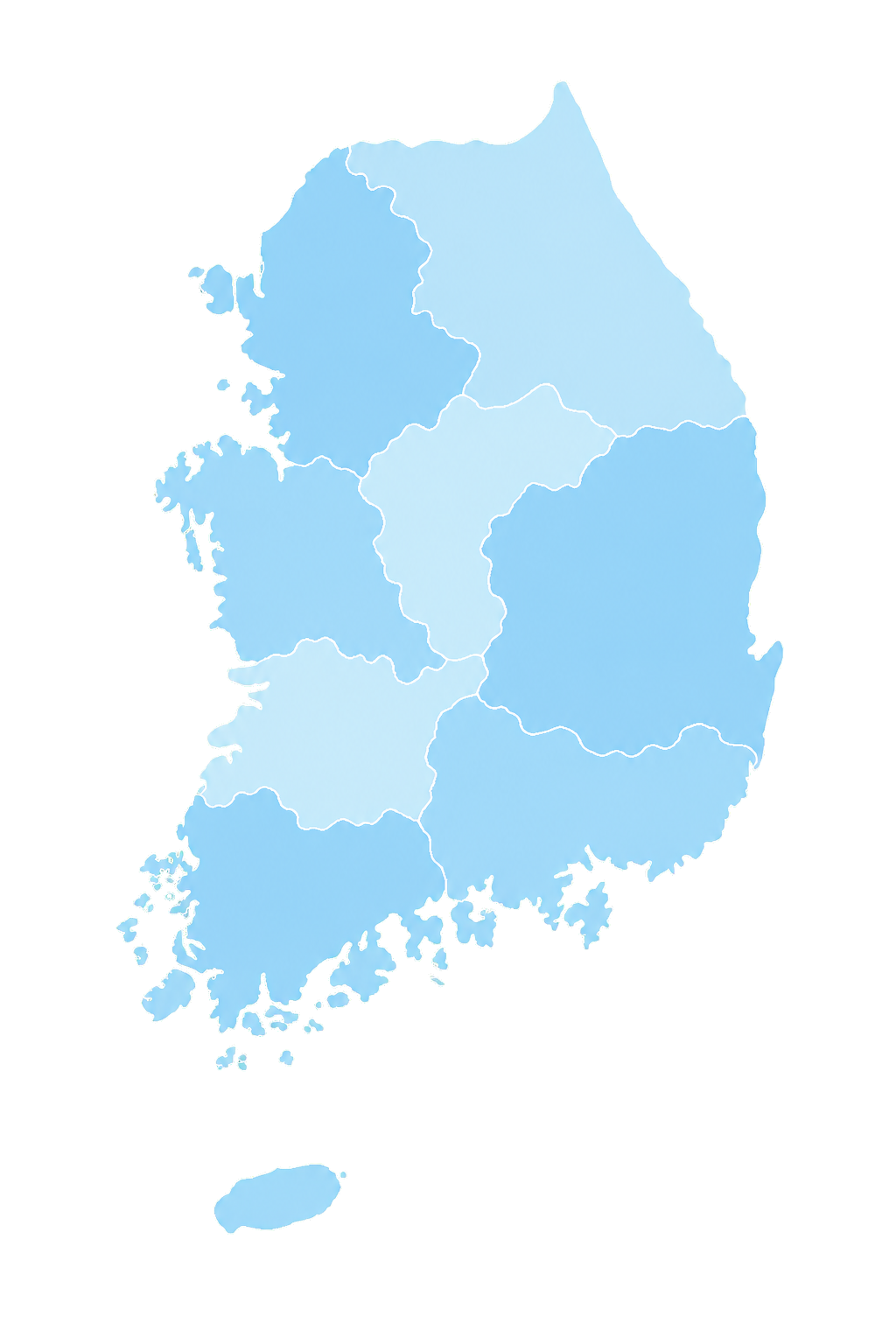 대한민국 8개 권역 지도